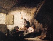 OSTADE, Adriaen Jansz. van Village Tavern with Four Figures sag oil painting artist